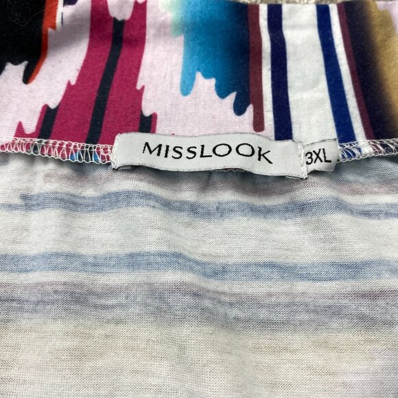 MISSLOOK Long Shirt Women Size 3XL Multicolored Colorful Tunic T-Shirt - Picture 4 of 8